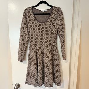 BODEN METALLIC MINI SWING DRESS LONG SLEEVE